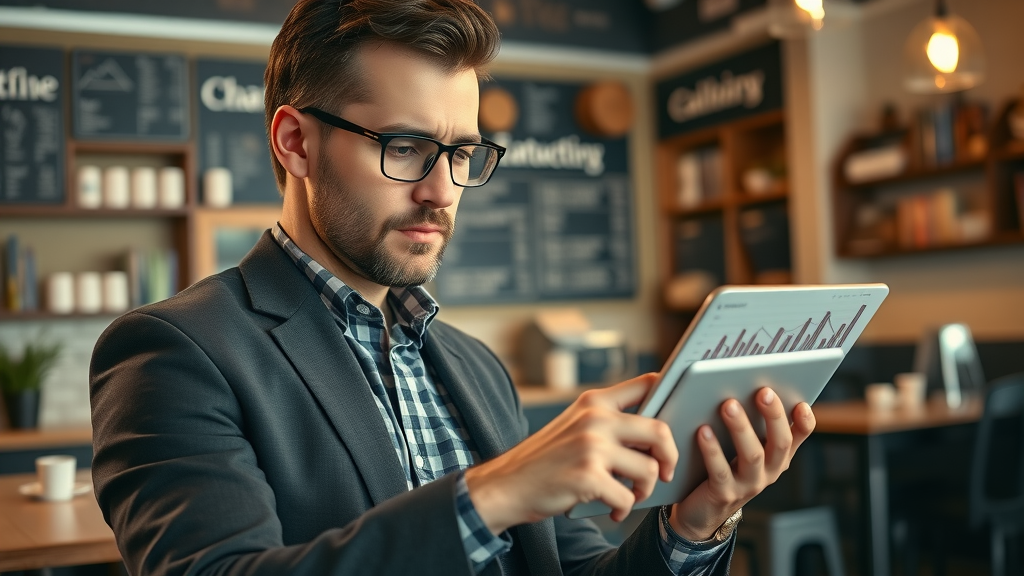 raleigh business owner analyzing digital marketing dashboard, marketing strategy process