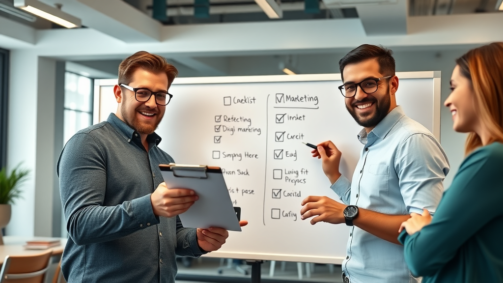 enthusiastic team checking off digital marketing checklist digital marketing strategies for small business