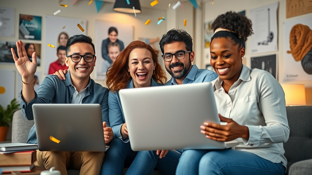 diverse small business owners celebrating success digital marketing strategies for small business
