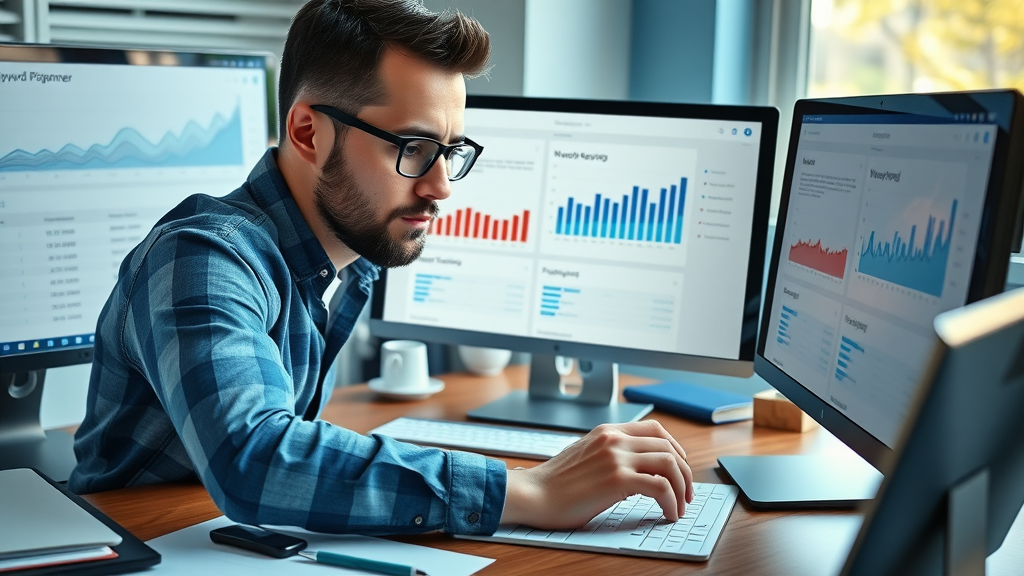 Marketer performing effective keyword research for pay-per-click advertising using digital keyword tools.