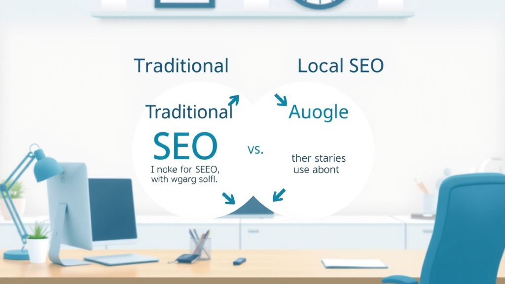 informative venn diagram traditional vs local SEO, local SEO techniques difference