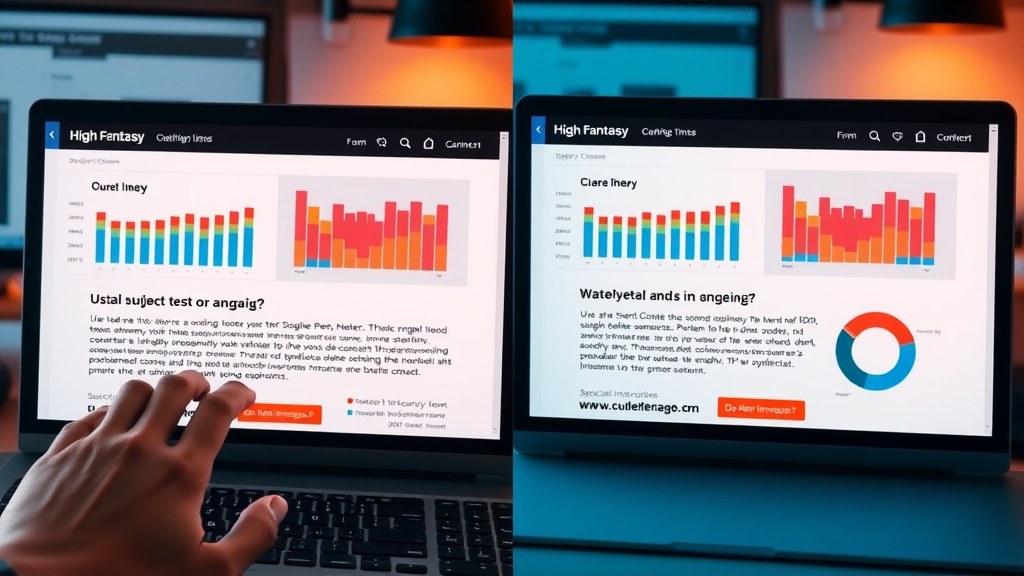 Split screen comparison of two compelling email marketing campaign designs with test results