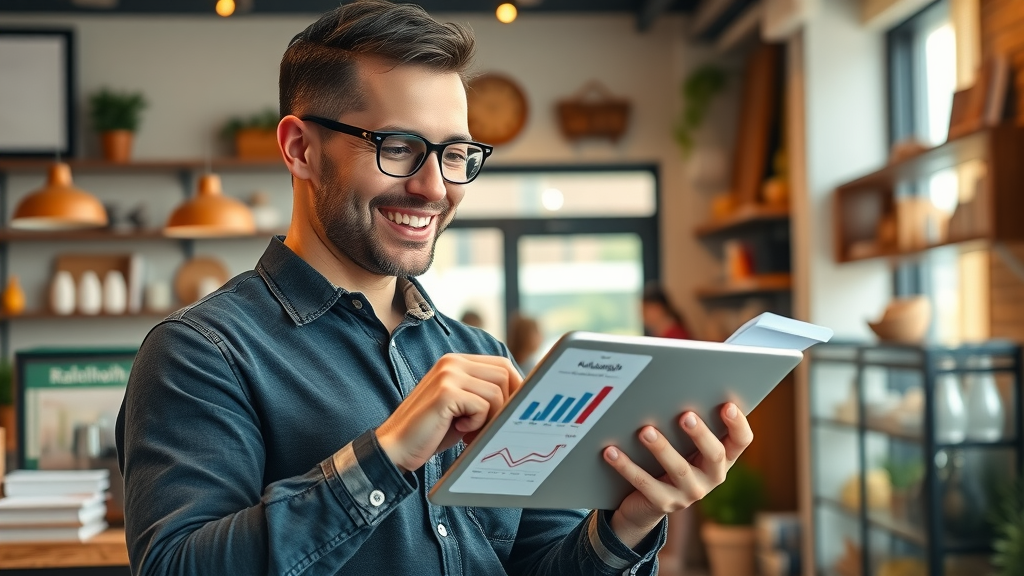 Raleigh small business owner reviewing sales analytics driven by Raleigh online marketing strategies