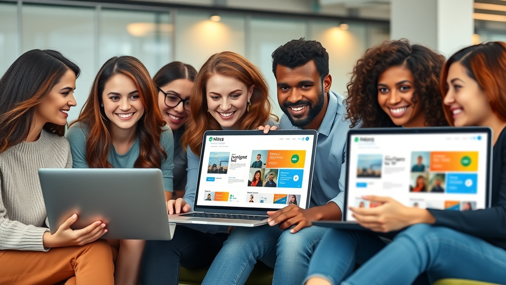 Cohesive Branding Elements - Diverse business team collaborating using digital branded templates in a creative workspace