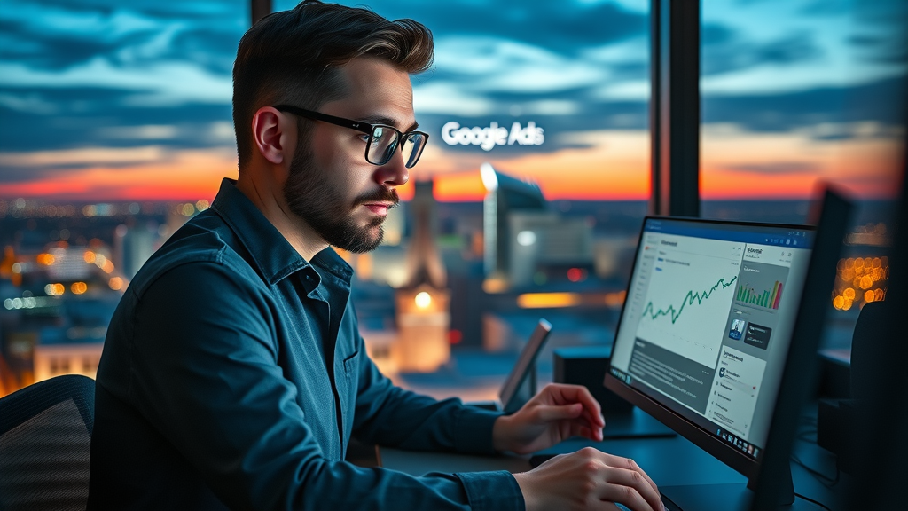raleigh digital marketing expert optimizing google ads with city skyline, google ads strategy