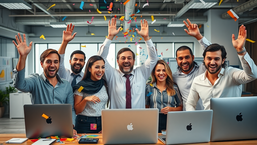 motivated business team celebrating digital marketing results local digital marketing raleigh