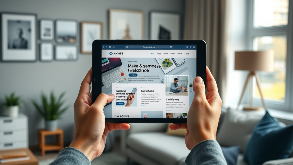 modern business homepage on digital device web design social media marketing raleigh