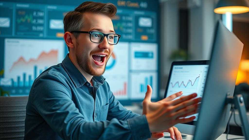 dedicated marketing manager analyzing email marketing campaign reports for online marketing strategies