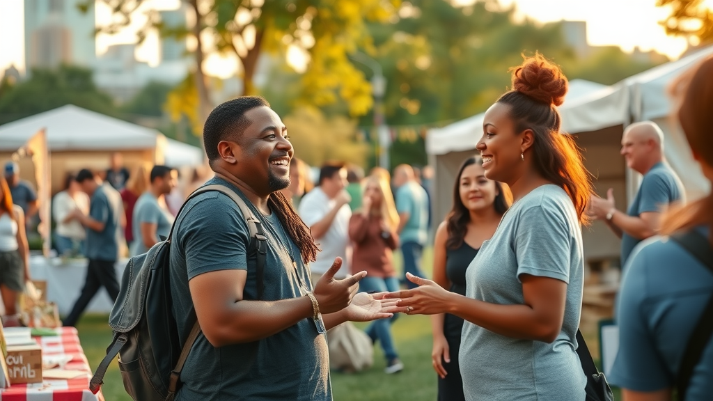 north carolina raleigh community event, small business booth owners engaging with diverse attendees