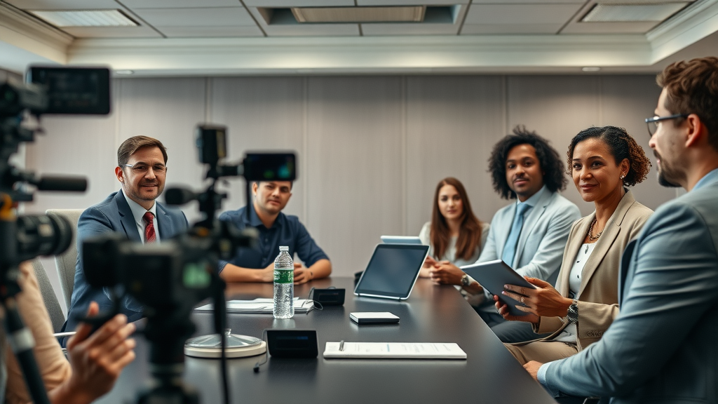 Diverse Charlotte legal team answering client FAQ video marketing questions