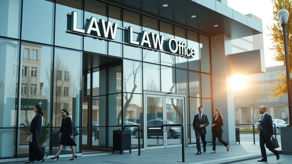Modern law office exterior for law firm video advertising