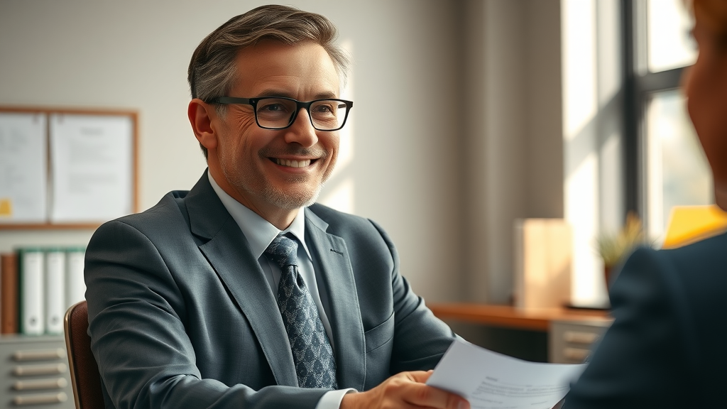 Confident attorney in law firm office for law firm video advertising