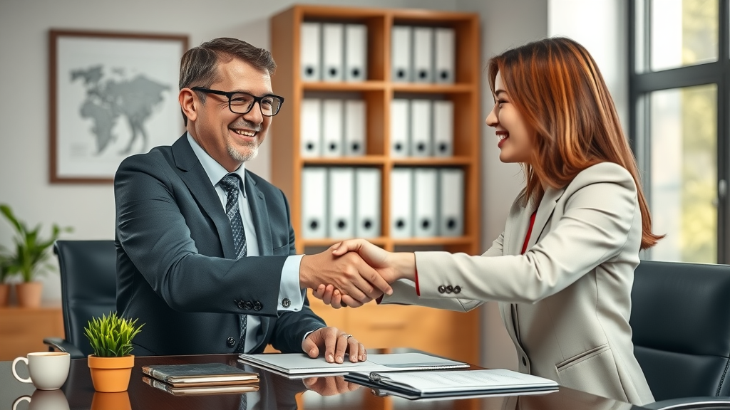 Attorney handshake with client after personal injury case video campaign