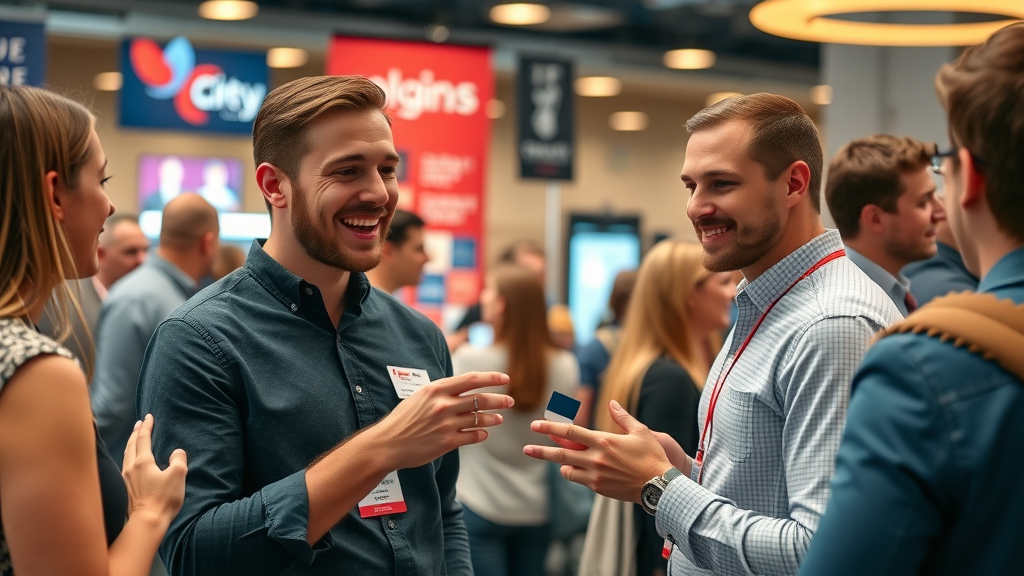 Raleigh entrepreneur networking with digital marketing professionals at a local business event
