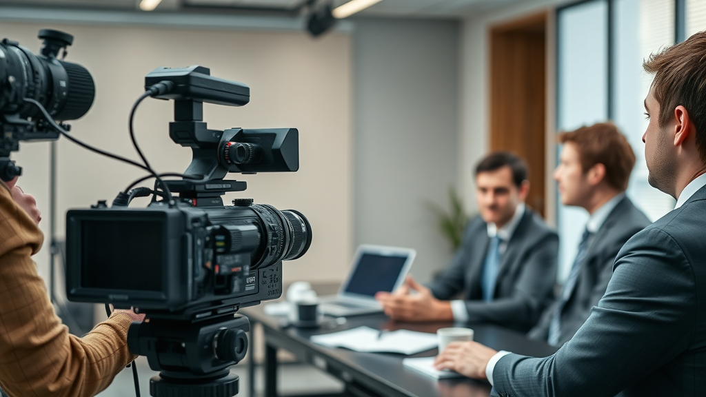 Professional on-location video production for law firm promotional video in a real law office environment