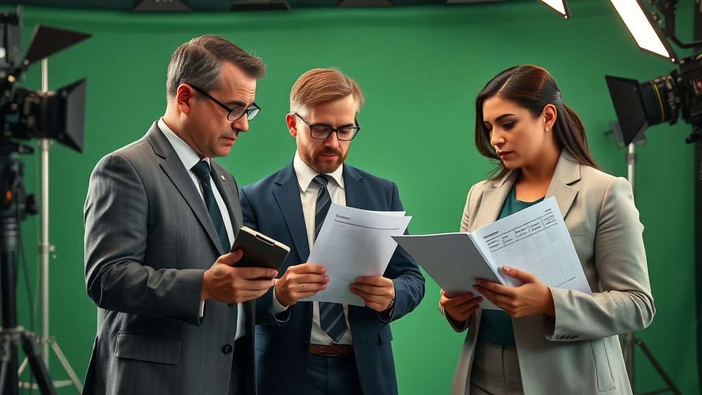 Lawyers discussing video compliance for law firm marketing video production