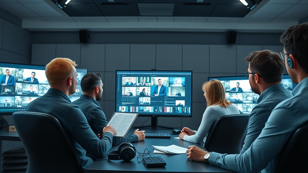 Team editing law firm video content for firm marketing and outreach
