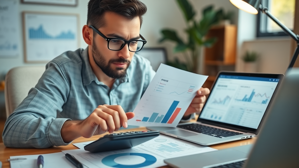 Small business owner in Raleigh reviewing Google Ad PPC ROI charts and budgeting for small business advertising