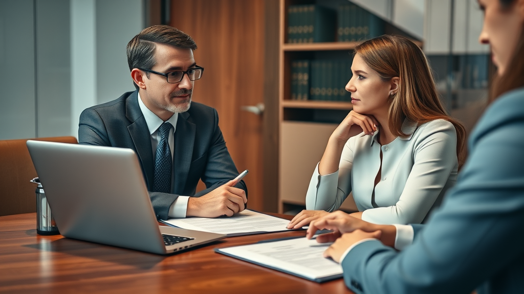 Attorney consulting with client in a Charlotte office for charlotte law firm marketing strategies