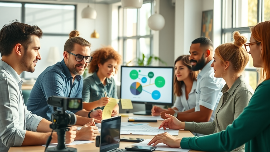 Marketing team planning video strategy for charlotte law firm marketing