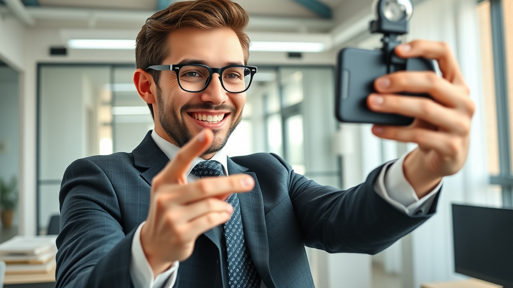 Young attorney recording video for social media law campaign in charlotte law firm marketing