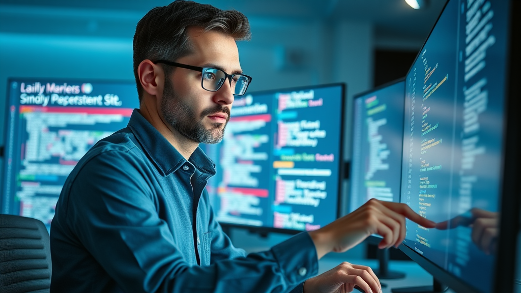 IT specialist implementing schema markup for law firm video SEO in legal marketing